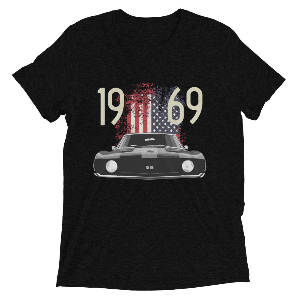 1969 69 Camaro SS Muscle Car Vintage Feel tri-blend Short sleeve t-shirt