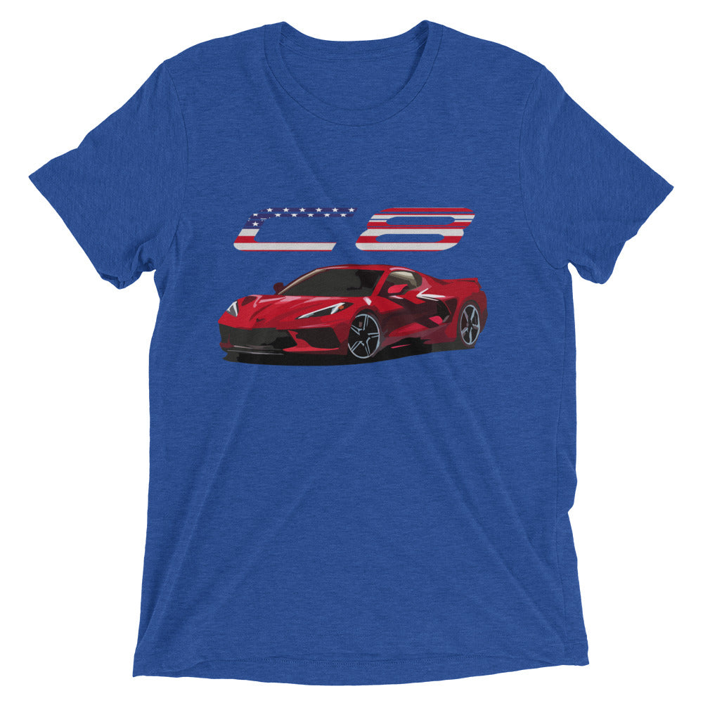 2020 2021 Corvette C8 Patriotic Short sleeve tri-blend t-shirt