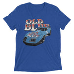 Old Blue Greenwood Chevy Corvette Widebody Race Car tri-blend t-shirt