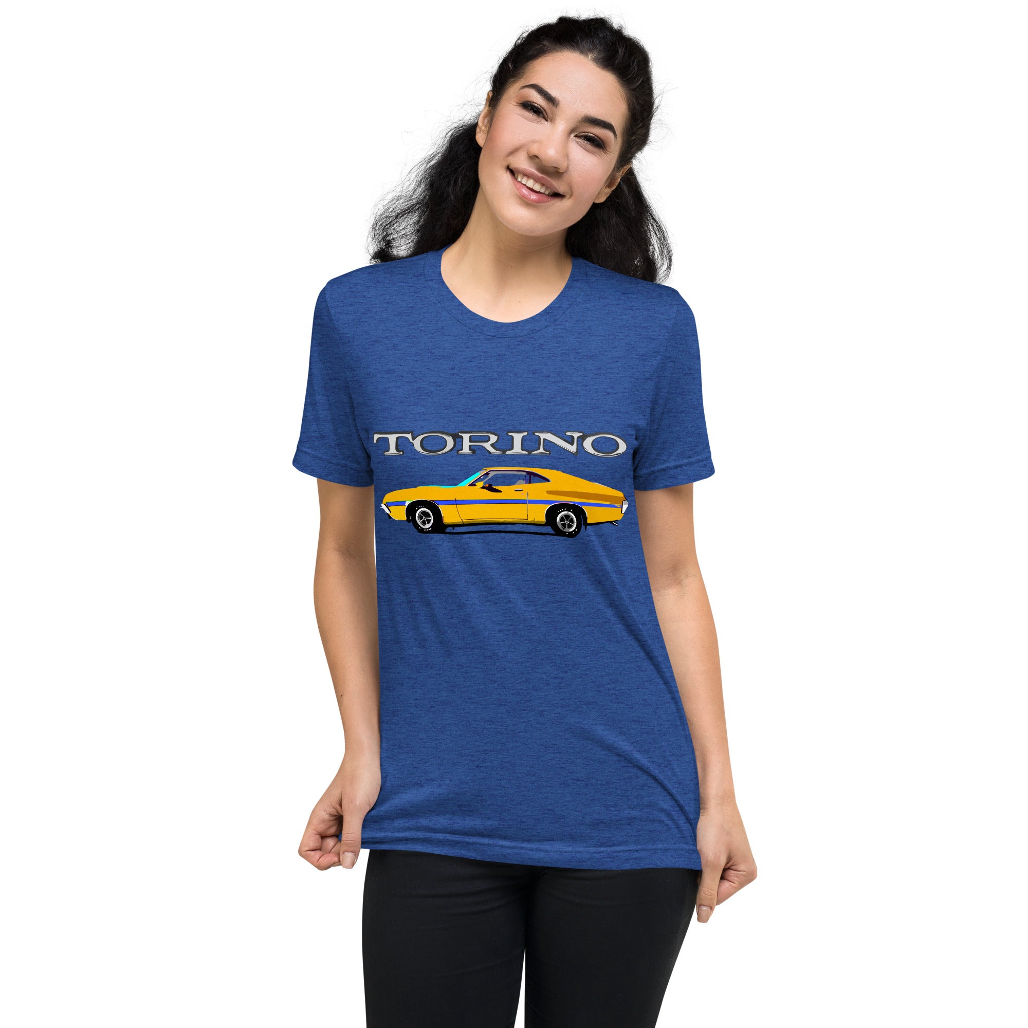 1972 Yellow Gold Ford Gran Torino Sport Muscle Car Owner Gift tri-blend t-shirt