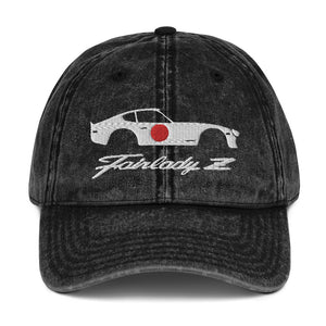 Datsun 280z Fairlady Z Script Japanese JDM Custom Design Embroidered Vintage Cotton Twill Cap Dad Hat