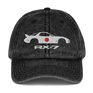 RX-7 JDM Tuner Stencil Japanese Rotary Engine Sportscar RX7 Driver Vintage Cotton Twill Cap Dad Hat