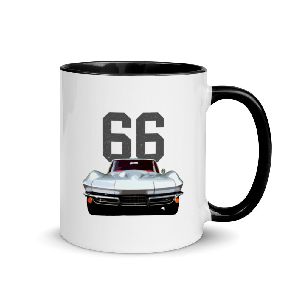 1966 Silver Corvette C2 Antique Muscle Car Collector Cars Mug with Color Inside