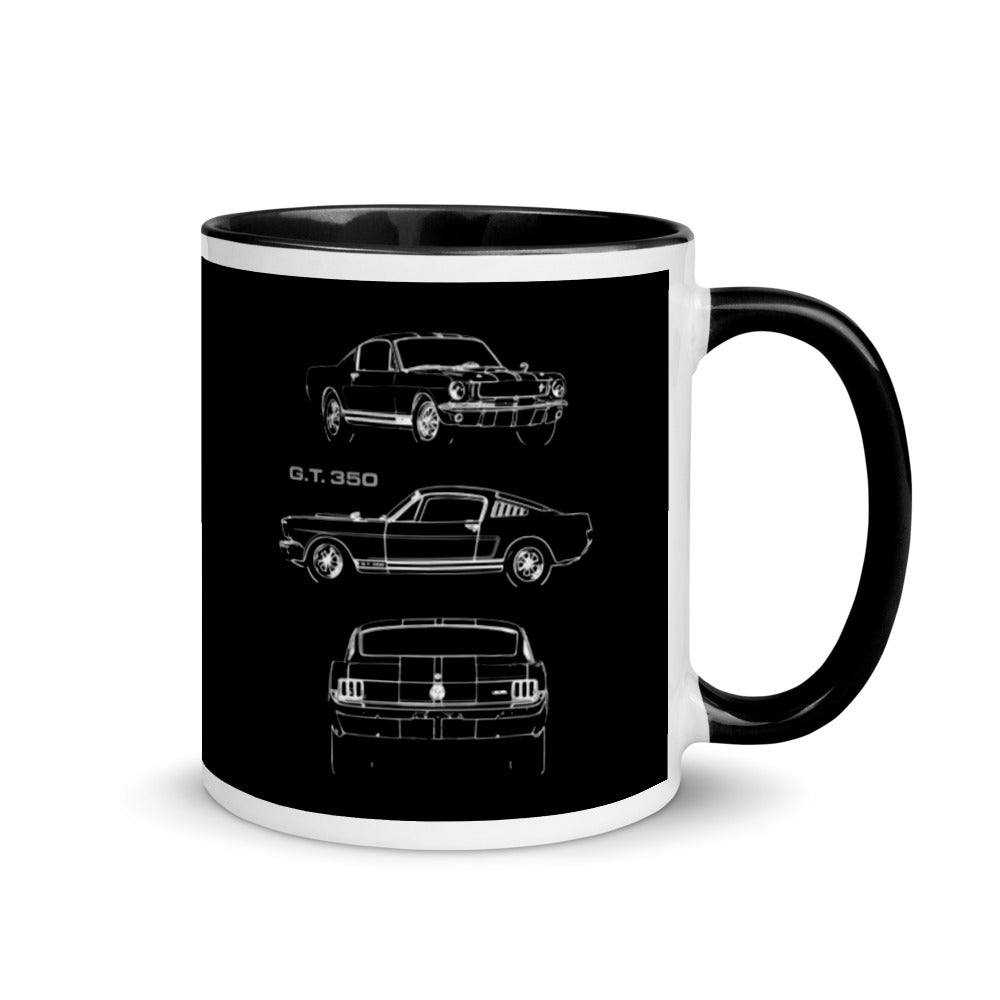 1965 Mustang Shelby GT350 Collector Car Gift Sketch Art Mug with Color Inside