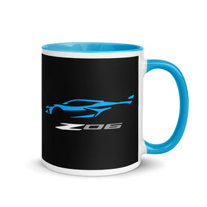 2023 Corvette Z06 C8 Vette Rapid Blue Silhouette Mug with Color Inside