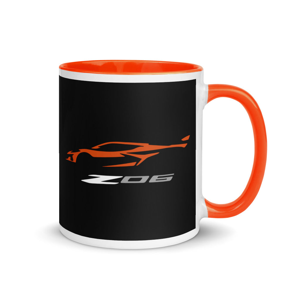 2023 Corvette Z06 C8 Amplify Orange Vette Silhouette Custom Mug with Color Inside