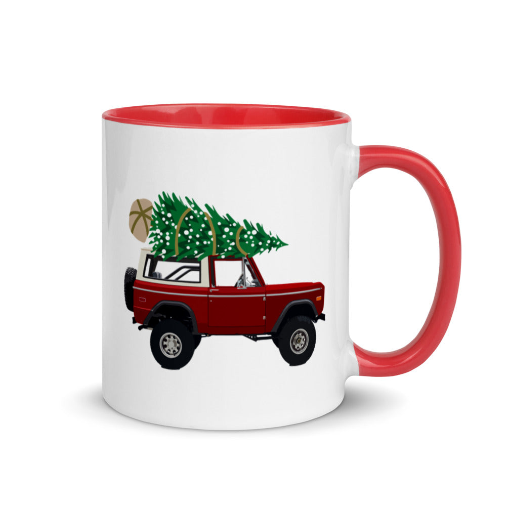 Vintage Red Bronco Christmas Tree Mug