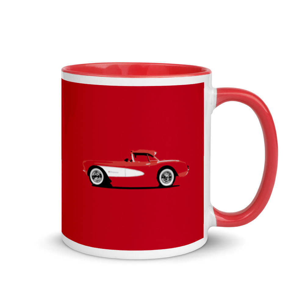 Red 1957 Corvette C1 Antique Collector Car Gift Mug with Color Inside
