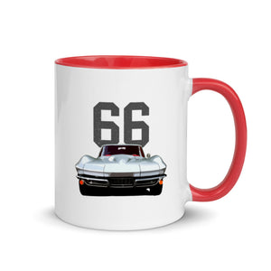 1966 Silver Corvette C2 Antique Muscle Car Collector Cars Mug with Color Inside