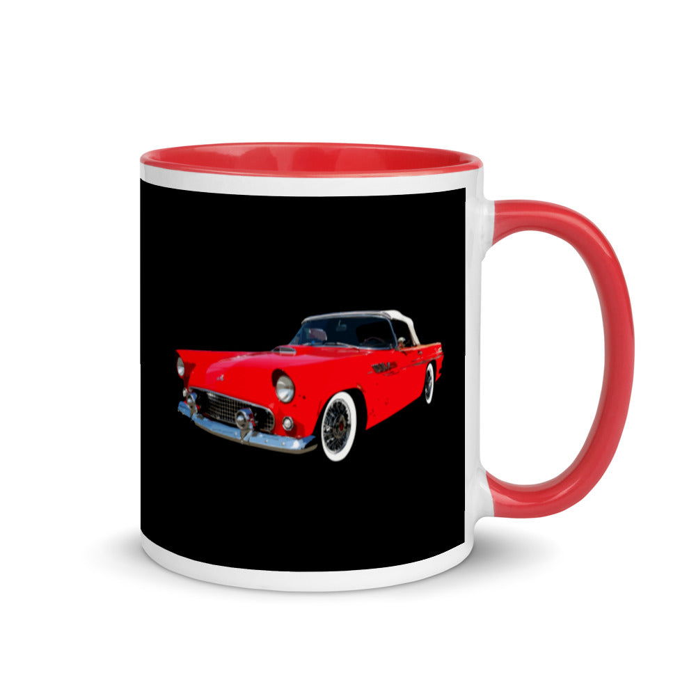 1955 Ford Thunderbird Red American Classic Car Custom Art Mug with Color Inside
