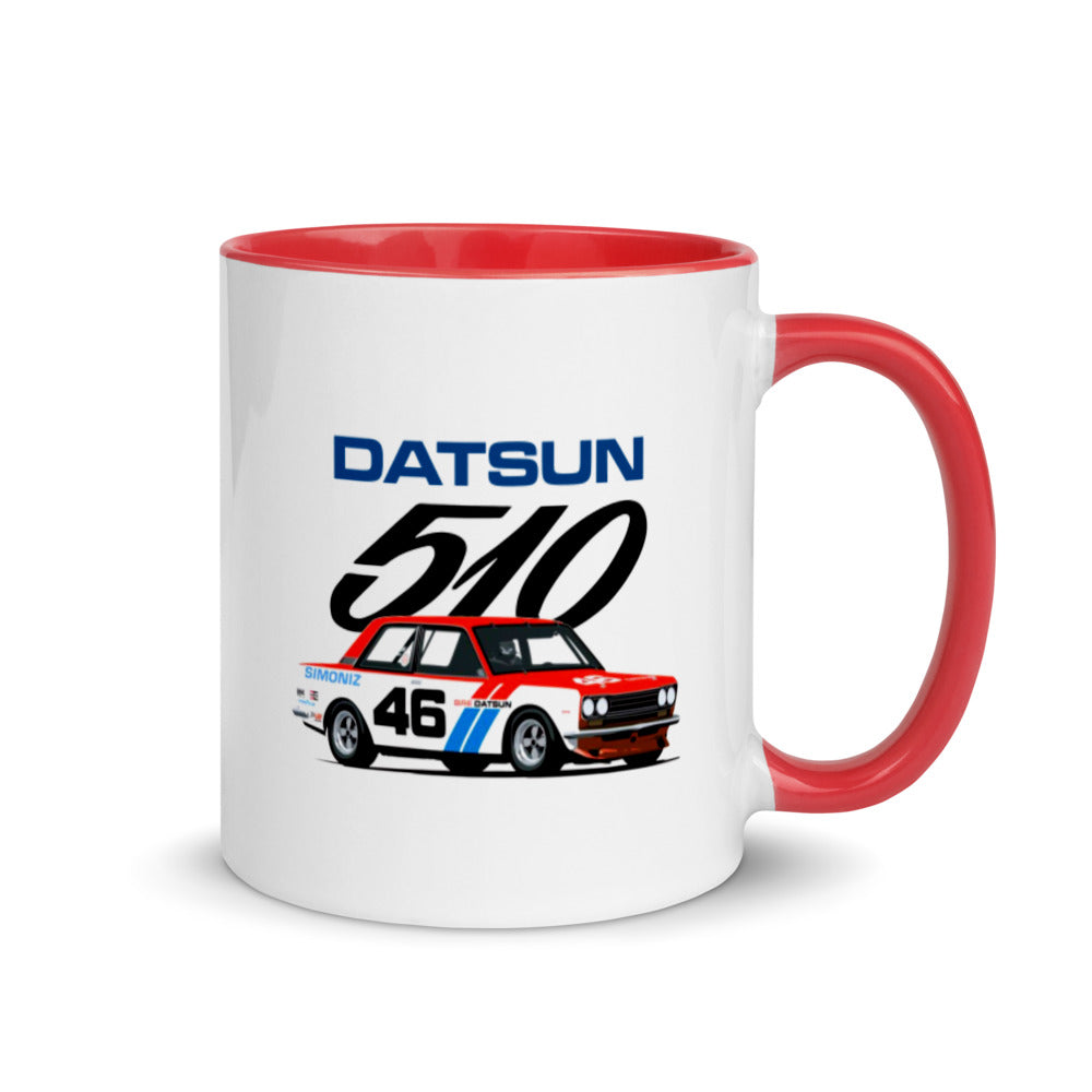 Datsun 510 Vintage Racing #46 Racecar Mug with Color Inside