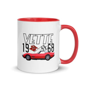 1968 Red Corvette C3 Convertible Classic Car Custom Gift for Vette Driver Mug with Color Inside