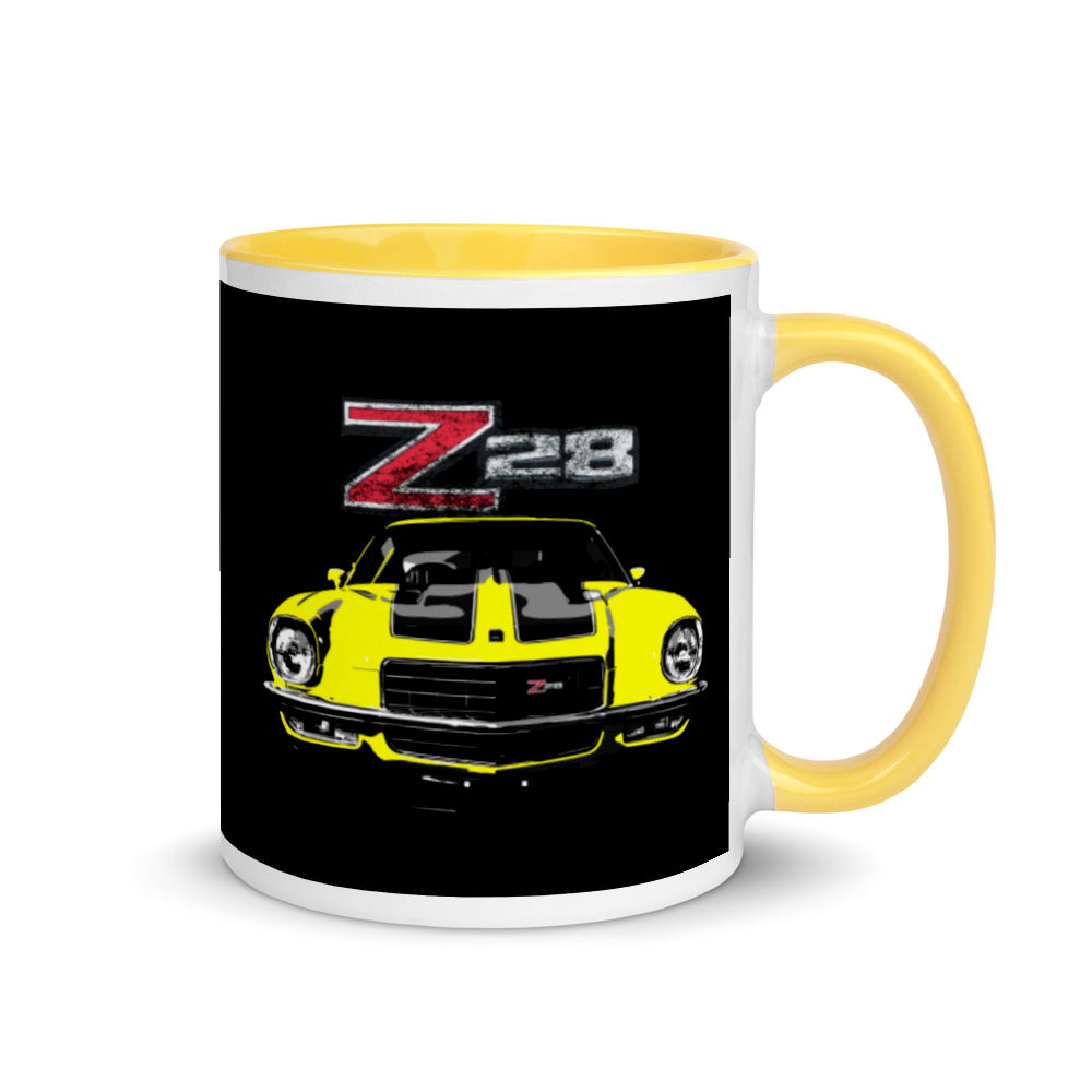 Yellow Camaro Z28 2nd Generation Muscle Car Mug with Color Inside
