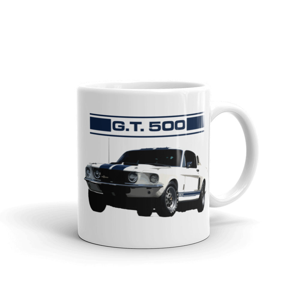 White Mustang Shelby GT500 Classic Muscle Car Mug