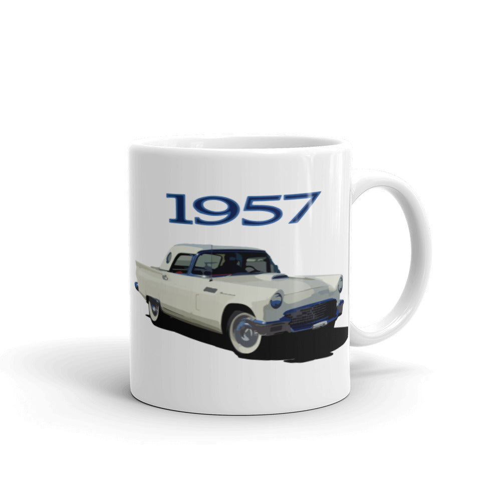 1957 Ford Thunderbird American Classic Antique Car White glossy mug 11 oz