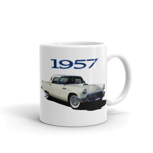 1957 Ford Thunderbird American Classic Antique Car White glossy mug 11 oz