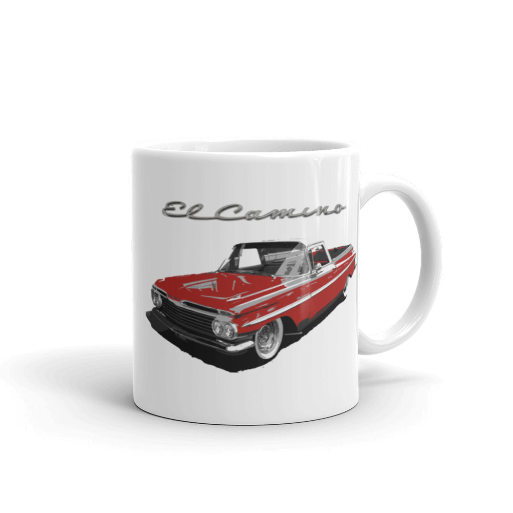 1959 Chevy El Camino Classic Car White glossy mug 11 oz