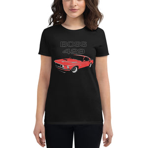 1969 Mustang Boss 429 Red Rare Muscle Car Collector Gift 69 Stang Women's short sleeve t-shirt