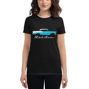 1956 Chevy Bel Air Turquoise Antique Car Collector Cars 56 Belair Women's short sleeve t-shirt