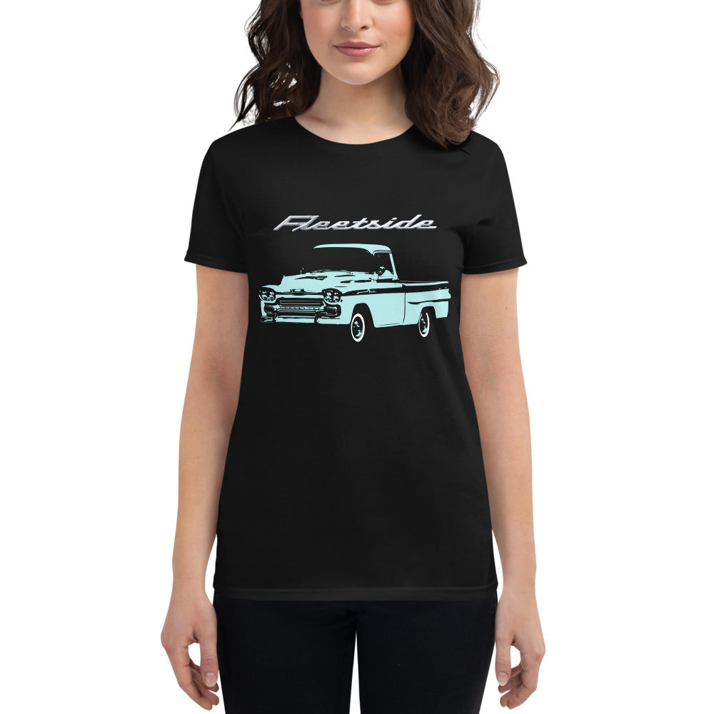 1958 Chevy Apache Fleetside Antique Pickup Truck Custom Women's short sleeve t-shirt