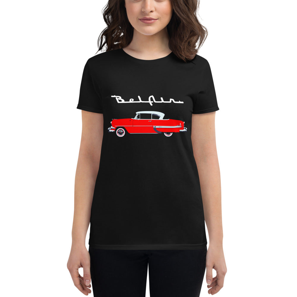 1954 Chevy Bel Air Red Antique Classic Car Collector Cars Women's short sleeve t-shirt
