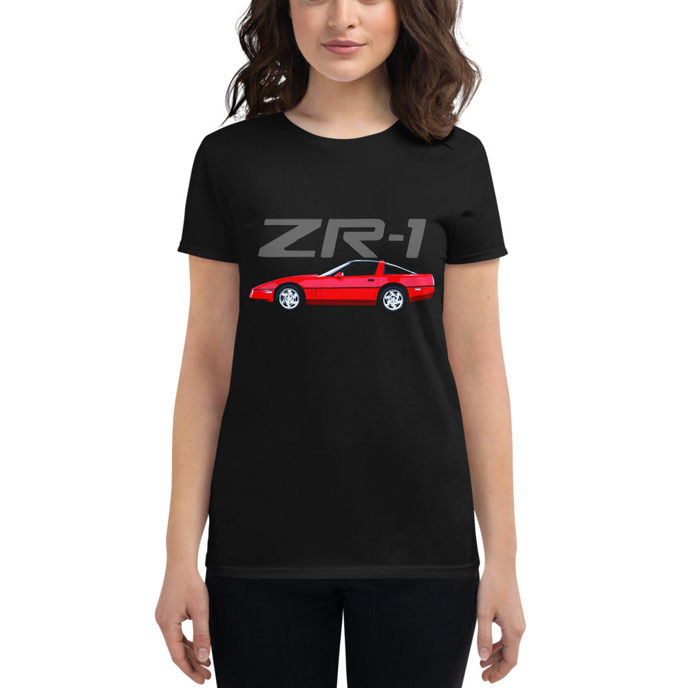 1990 Red Corvette C4 ZR-1 ZR1 4th Gen Vette Driver Custom Car Club Women's short sleeve t-shirt