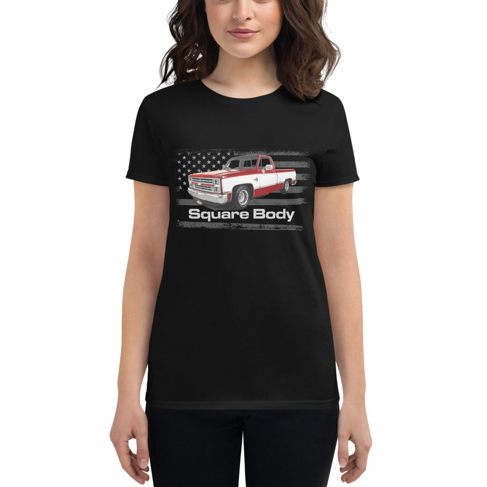 1987 Chevy Silverado Square Body Vintage C10 K10 1500 Pickup Truck Women's short sleeve t-shirt