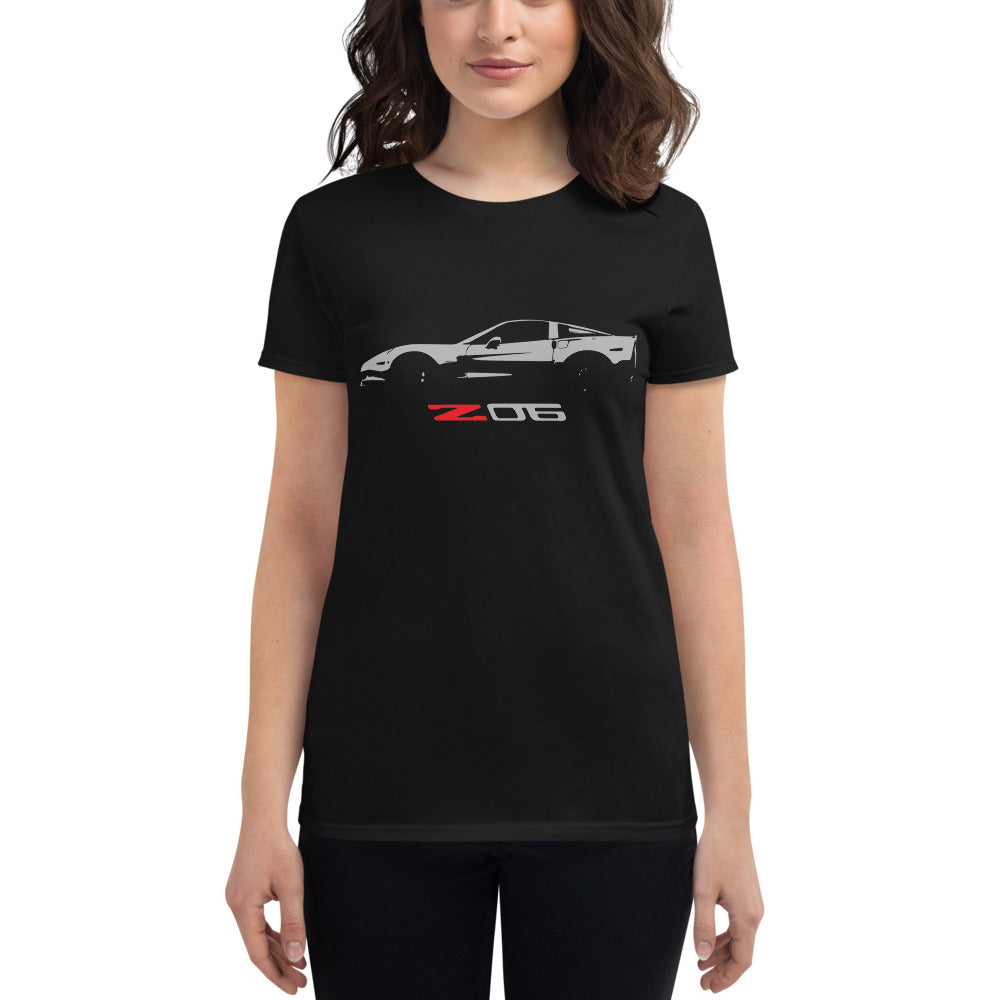 2013 Corvette Z06 C6 Vette Silhouette Custom Car Club Women's short sleeve t-shirt