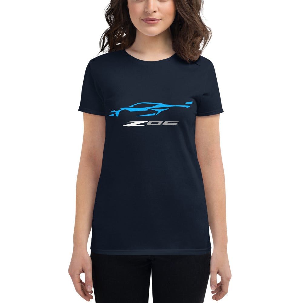 2023 Corvette Z06 C8 Vette Rapid Blue Silhouette Women's short sleeve t-shirt