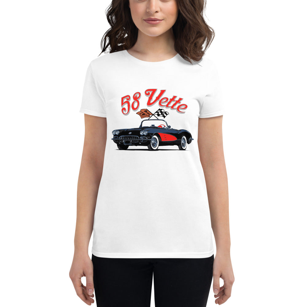 1958 Corvette C1 Antique Classic Car Collector Gift Americana Nostalgia Women's short sleeve t-shirt