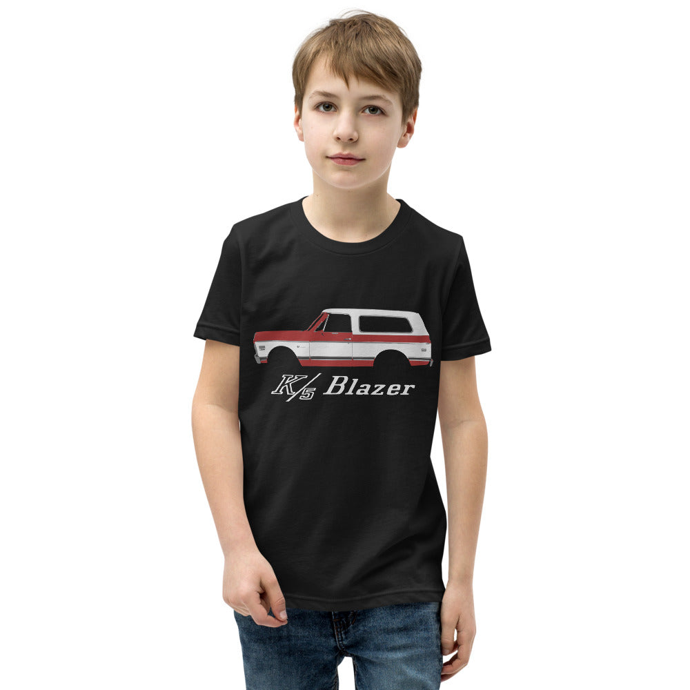 1971 Chevy K5 Blazer CST Red and White Vintage Truck Owner Gift Youth Short Sleeve T-Shirt