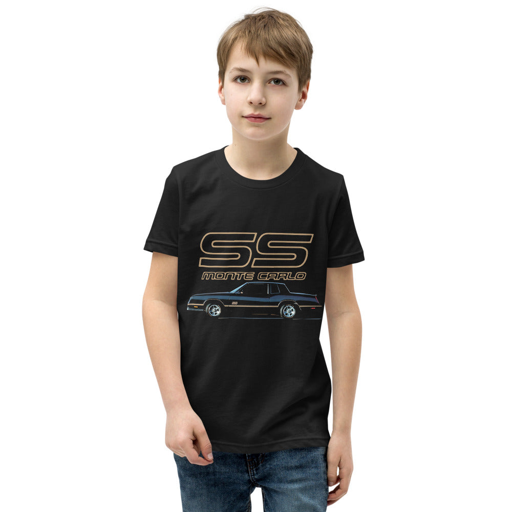 1988 Monte Carlo SS Black and Gold Classic car Emblem Youth Short Sleeve T-Shirt