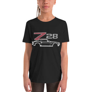 Second Generation Chevy Camaro Z28 Muscle Car Club Custom Youth Short Sleeve T-Shirt