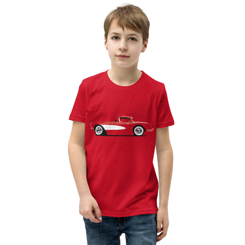 Red 1957 Corvette C1 Antique Collector Car Youth Short Sleeve T-Shirt