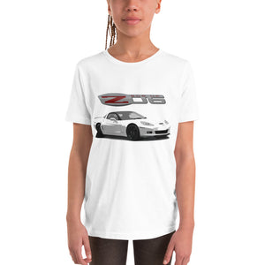 White Corvette Z06 C6 2013 Vette Owner Gift Custom Car Club Show Youth Short Sleeve T-Shirt